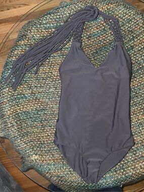 Mikoh Halter One-Piece Swimsuit Tassels Braided Details Luxe Designer Summer XS